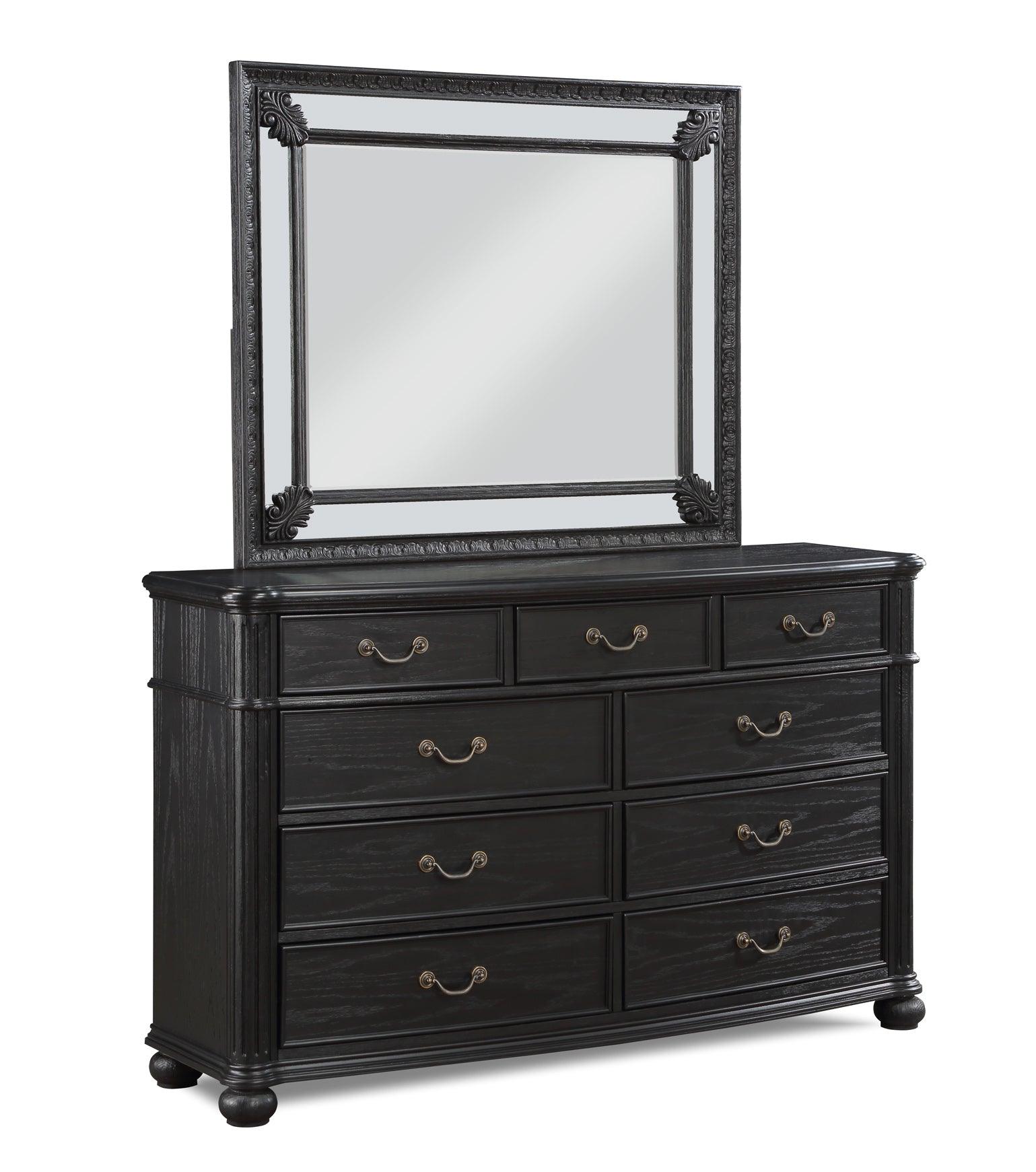 Kingsbury Black Modern 9-drawer dresser front view
