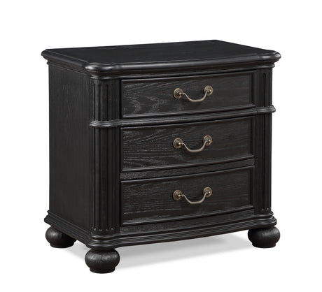 Kingsbury Black dresser drawers open showing storage