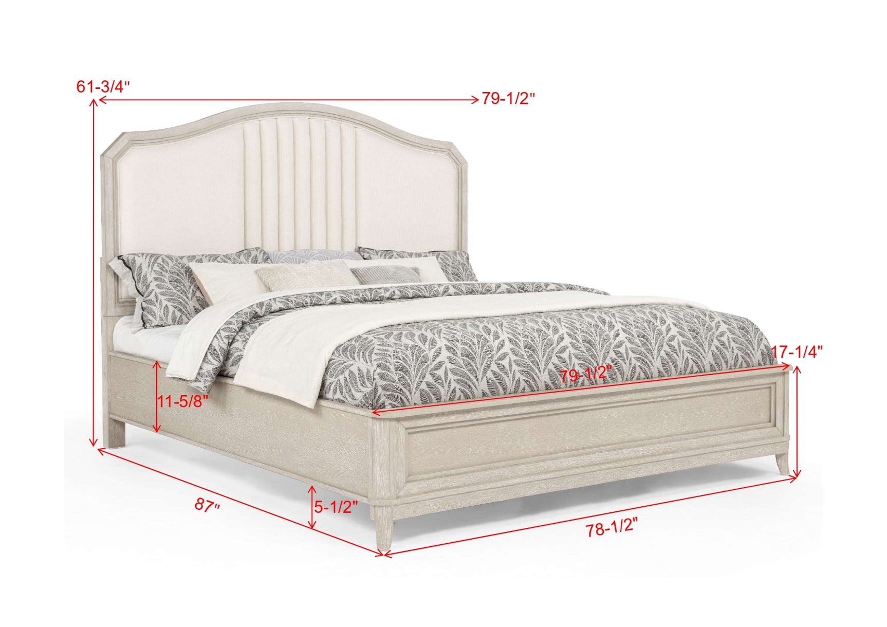 Napoli Cream Panel Upholstered King Bed view 4