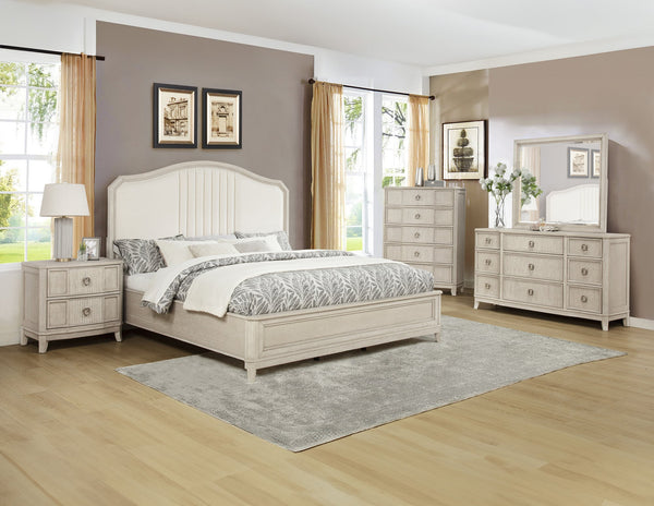 Napoli Cream Upholstered Panel Bedroom Set from Decor Furniture