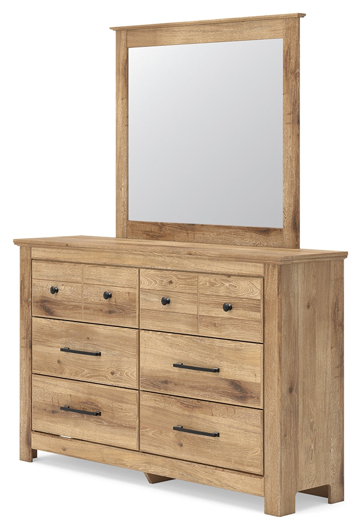 Side view of Makidern dresser and mirror