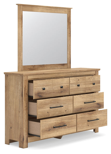 Open drawer of Makidern dresser showing storage space