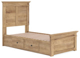 Makidern Tan Twin Panel Storage Bed angled view