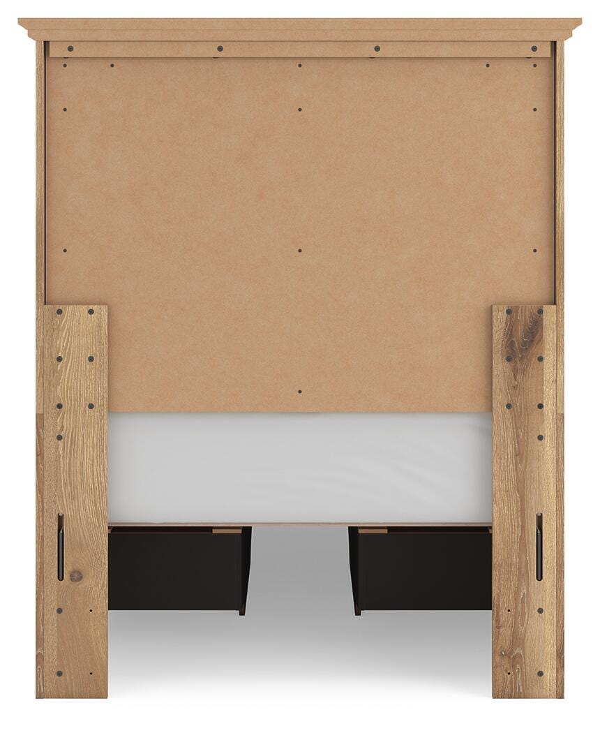 Storage drawers with dark bronze-tone knobs