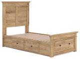 Makidern Tan Twin Panel Storage Bed angled view