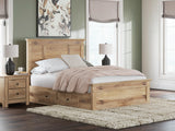 Queen Panel Storage Bed headboard close-up
