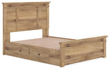 Makidern bed side view showing natural tan finish
