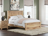 Makidern tan queen panel bed side profile