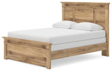 Makidern tan queen panel bed footboard detail