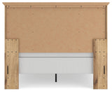 Makidern tan queen panel bed back view