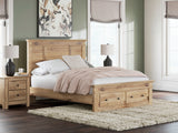 Makidern Tan Queen Panel Storage Bed side angle
