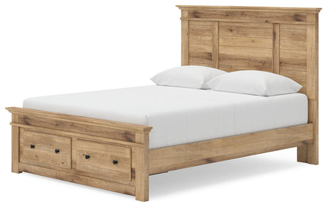 Makidern Tan Queen Panel Storage Bed side angle