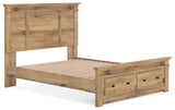 Makidern Tan Queen Panel Storage Bed side angle
