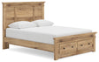 Makidern Tan Queen Panel Storage Bed front view
