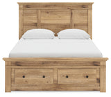 Makidern Tan Queen Panel Storage Bed side angle