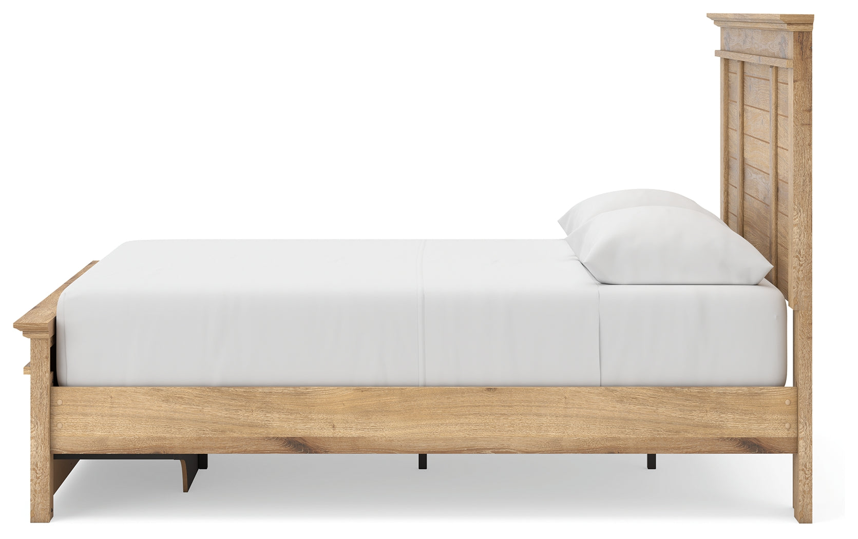 Makidern Tan Queen Panel Storage Bed side angle