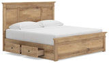 Makidern Tan King Panel Storage Bed angled view