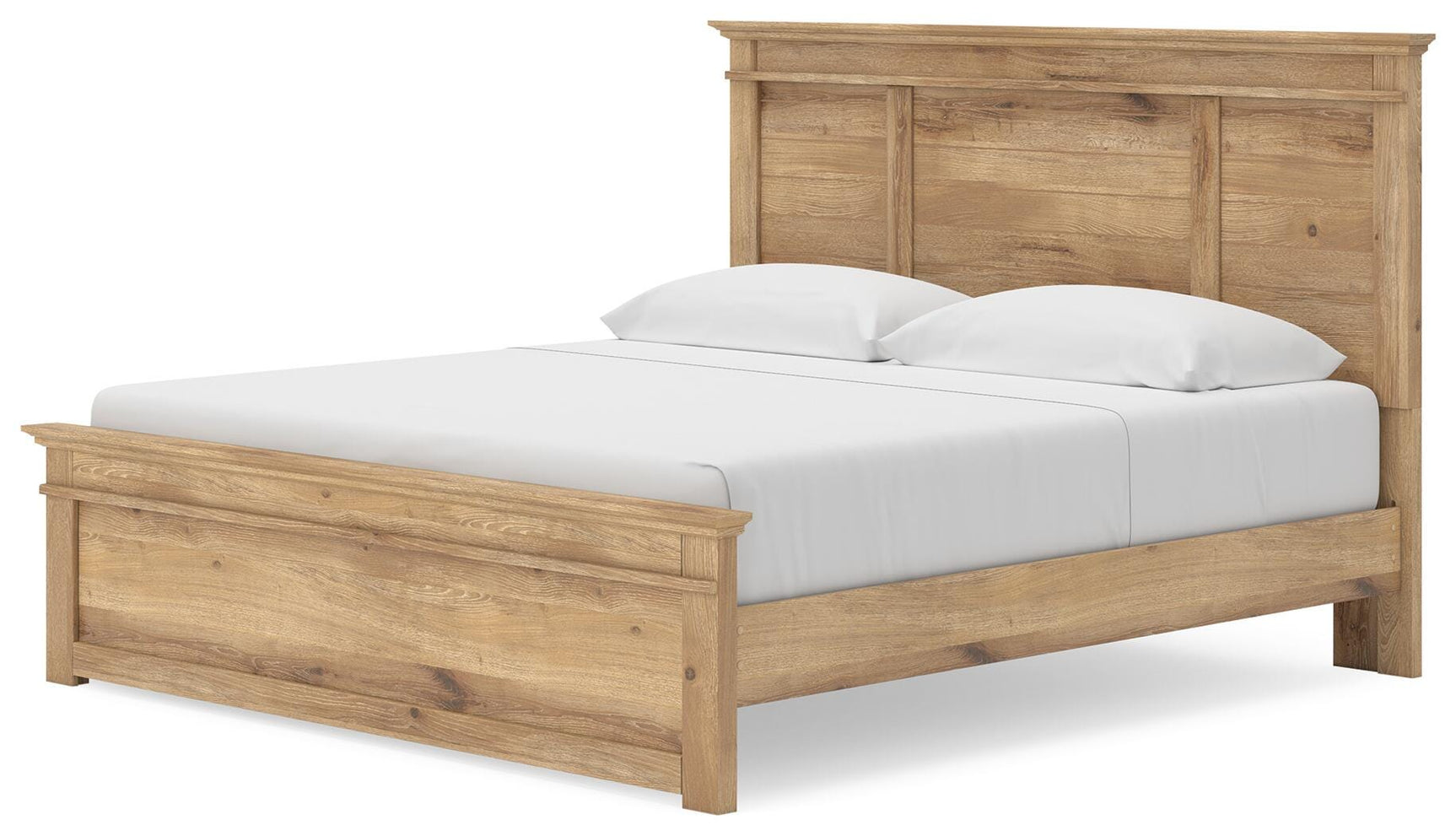 Makidern Tan King Panel Storage Bed angled view