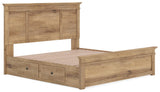 Side angle of Makidern tan king bed