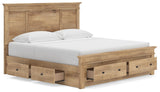 Makidern Tan King Panel Storage Bed angled view