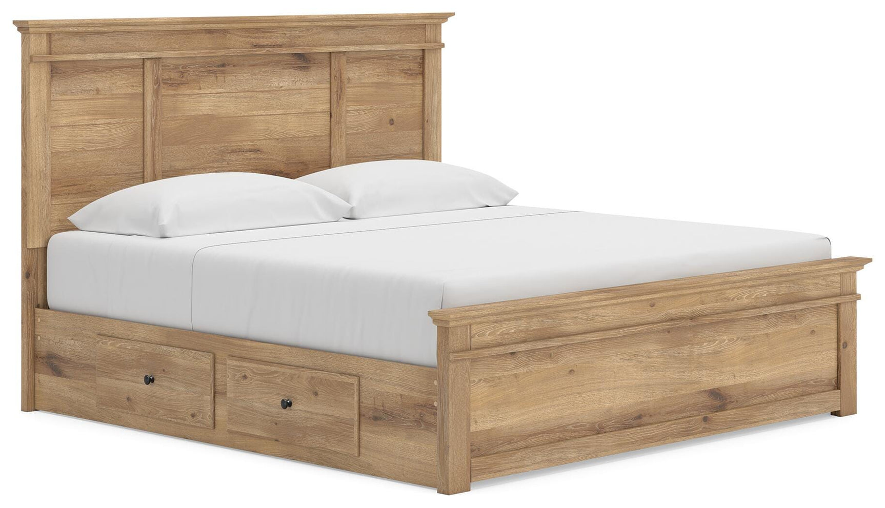 Bedroom setup with Makidern king panel bed