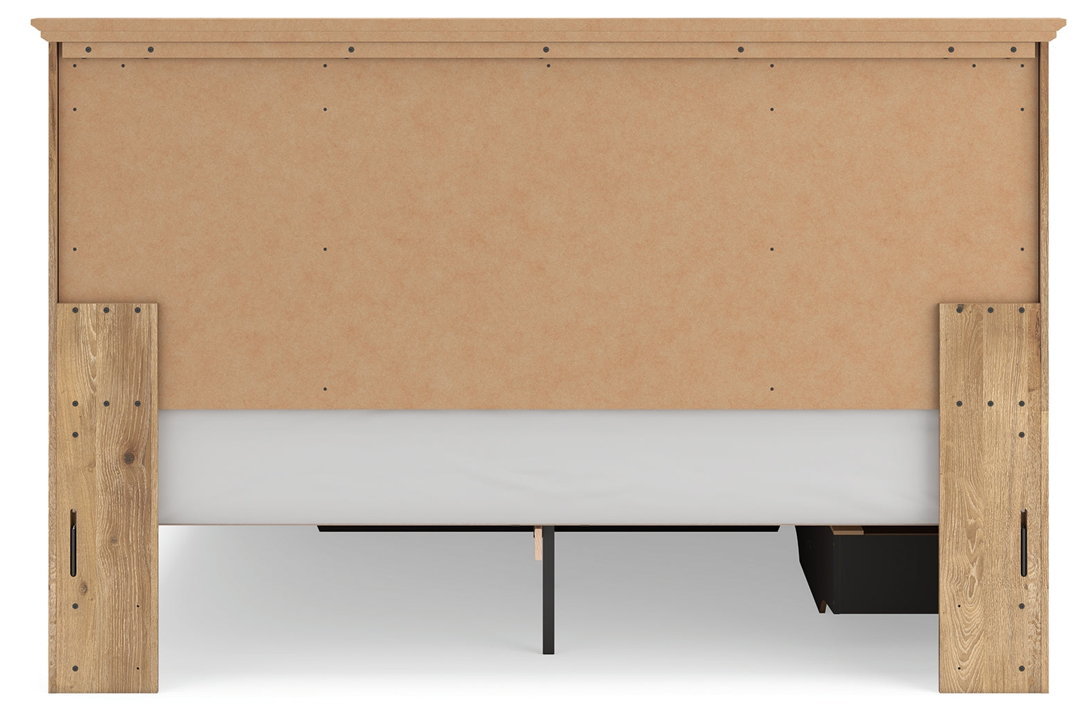 King panel bed with storage drawers closed