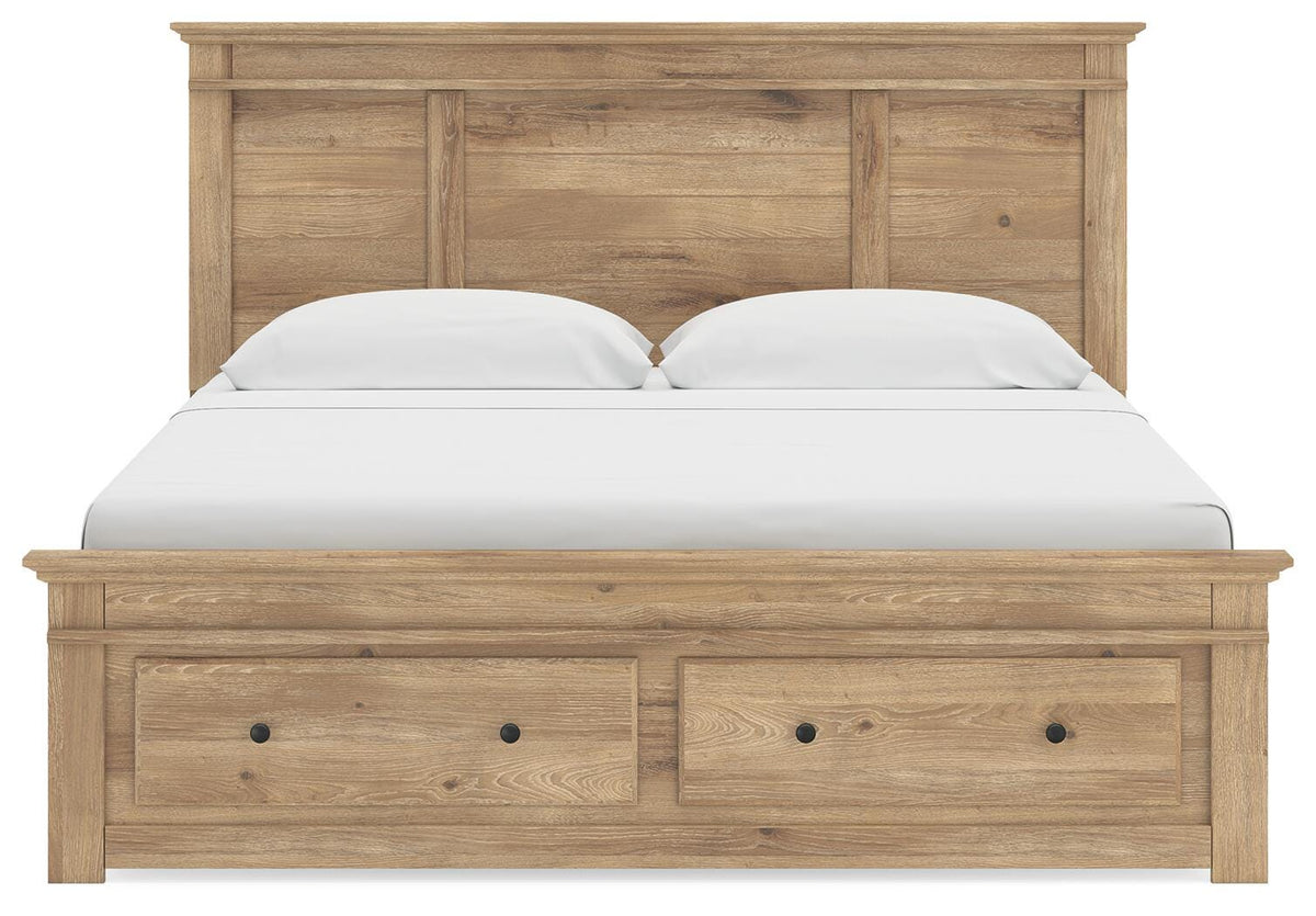 Makidern Tan King Panel Storage Bed view 7