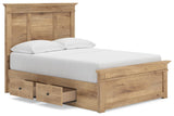 Makidern Tan Full Panel Storage Bed angled view