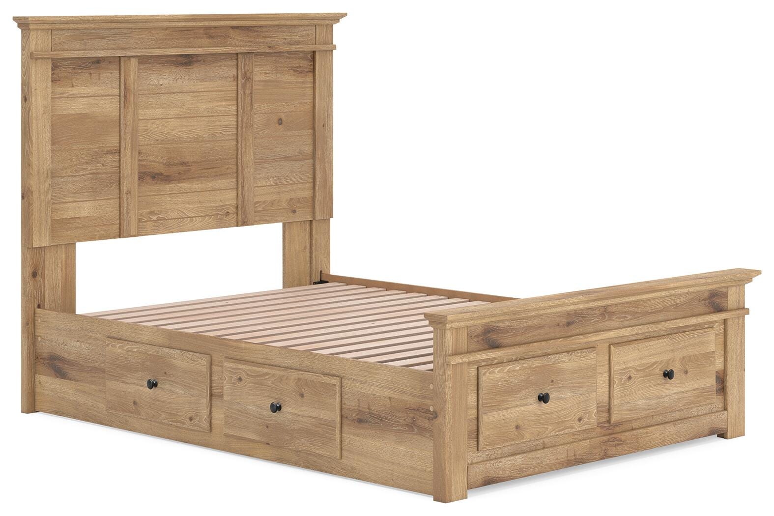 Makidern Full Panel Storage Bed headboard close-up