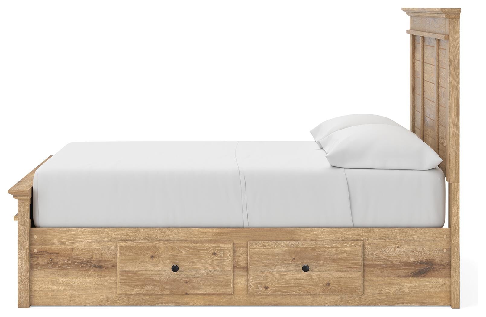 Makidern Full Panel Storage Bed drawer knob detail