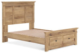 Makidern Tan Full Panel Storage Bed angled view