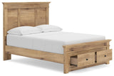 Makidern Tan Full Panel Storage Bed angled view