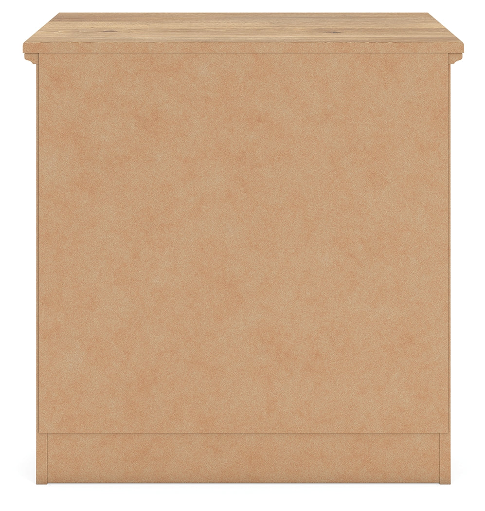 Makidern Tan Nightstand back view