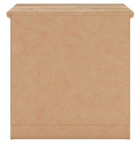 Makidern Tan Nightstand back view