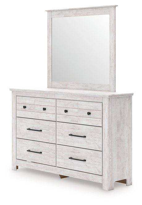 Makidern dresser and mirror whitewash finish side angle
