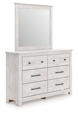 Makidern dresser and mirror whitewash finish front angle