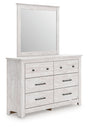 Makidern dresser and mirror whitewash finish front angle