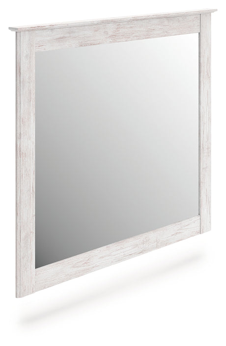 Makidern whitewash bedroom mirror angled view without bracket