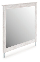 Makidern whitewash bedroom mirror angled view with bracket