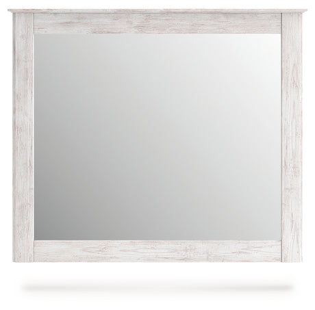 Makidern whitewash bedroom mirror head-on view without bracket