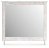 Makidern whitewash bedroom mirror head-on view with bracket
