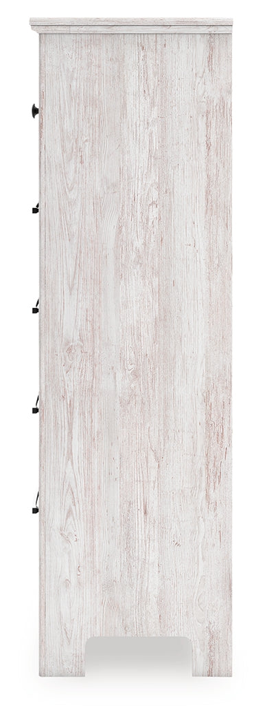 Side alternate angle of whitewash chest of drawers