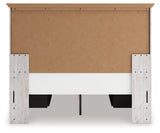 Makidern whitewash queen panel storage bed front angled view