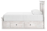 Makidern whitewash queen panel storage bed front angled view