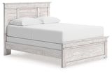 Makidern Whitewash Queen Panel Bed angled side view