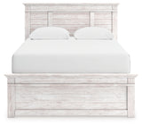 Makidern Whitewash Queen Panel Bed headboard closeup