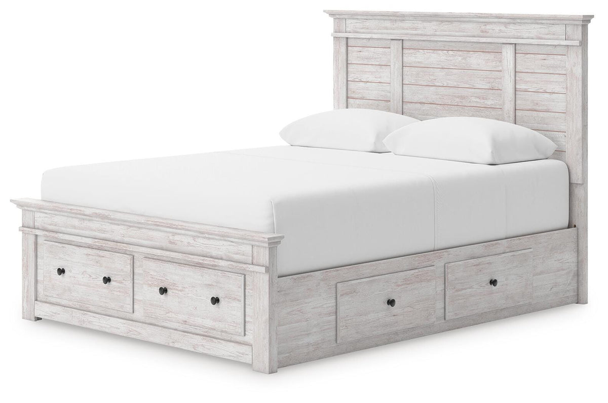 Makidern Whitewash Queen Panel Storage Bed from Decor Furniture