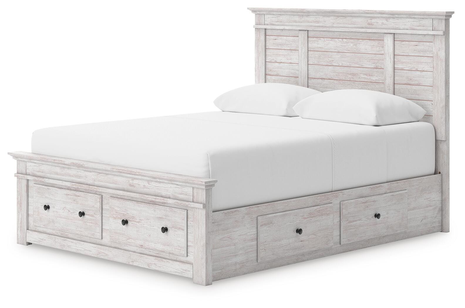 Makidern Whitewash Queen Panel Storage Bed from Decor Furniture