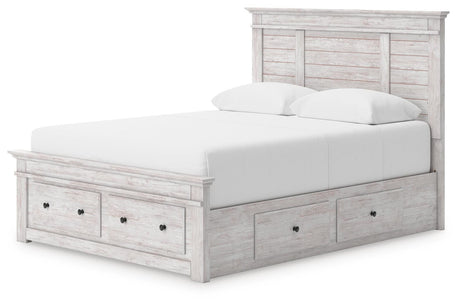 Makidern Whitewash Queen Panel Storage Bed from Decor Furniture