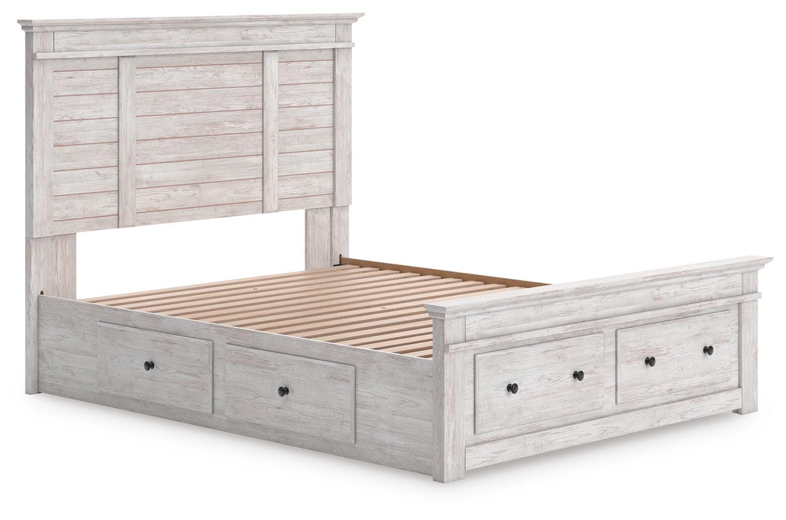 Makidern queen storage bed close-up of panel headboard